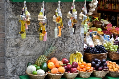 Fruits and souvenirs, Siena, Italy.