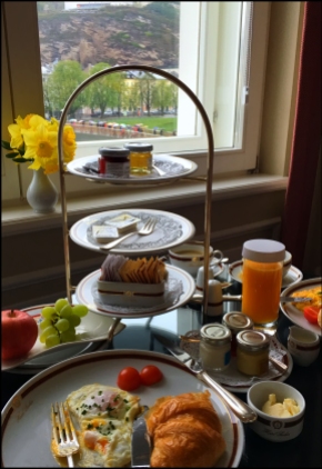 A great breakfast and a room with a view in Salzburg, Austria.